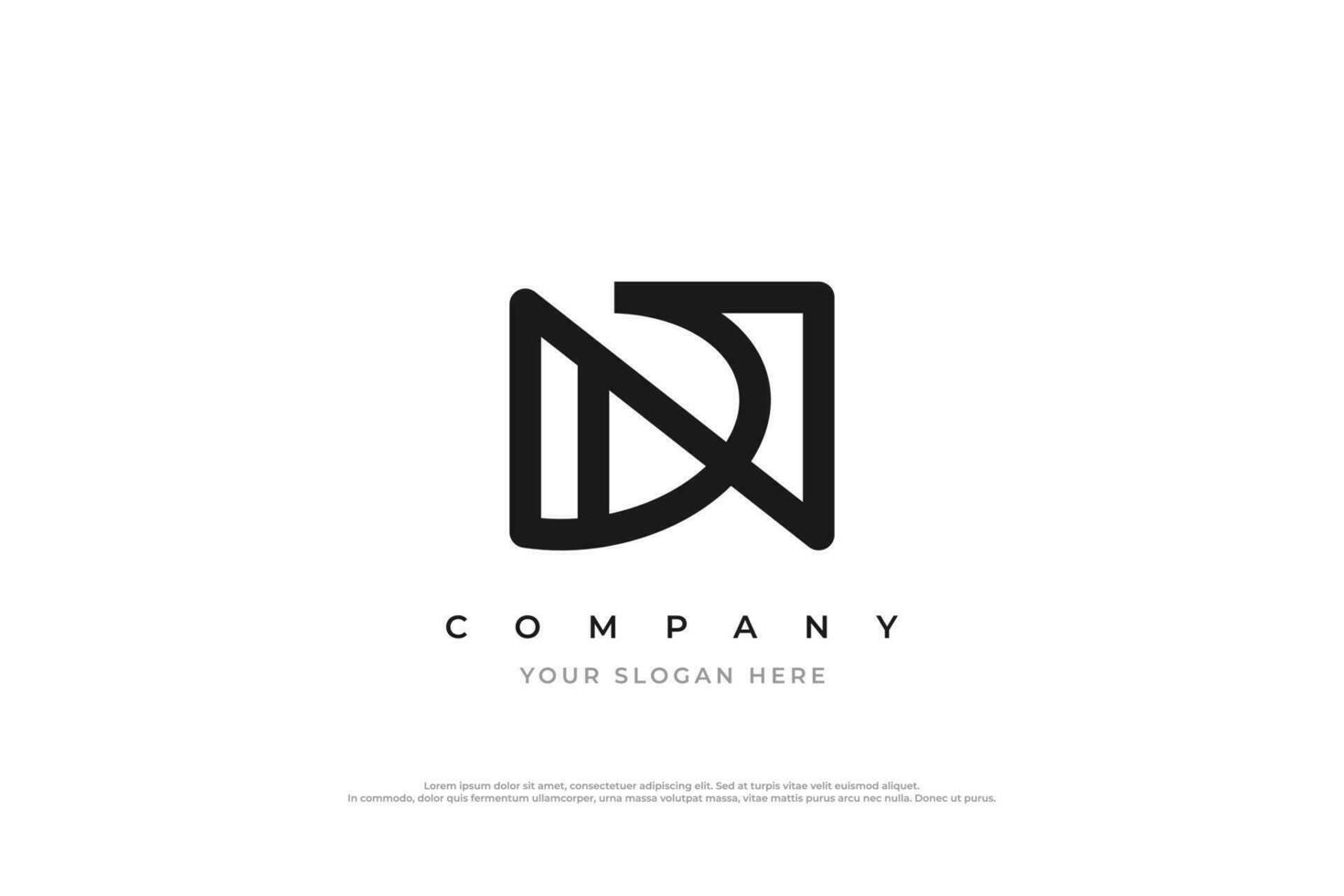 Initial Letter DN Logo or ND Logo Design Vector