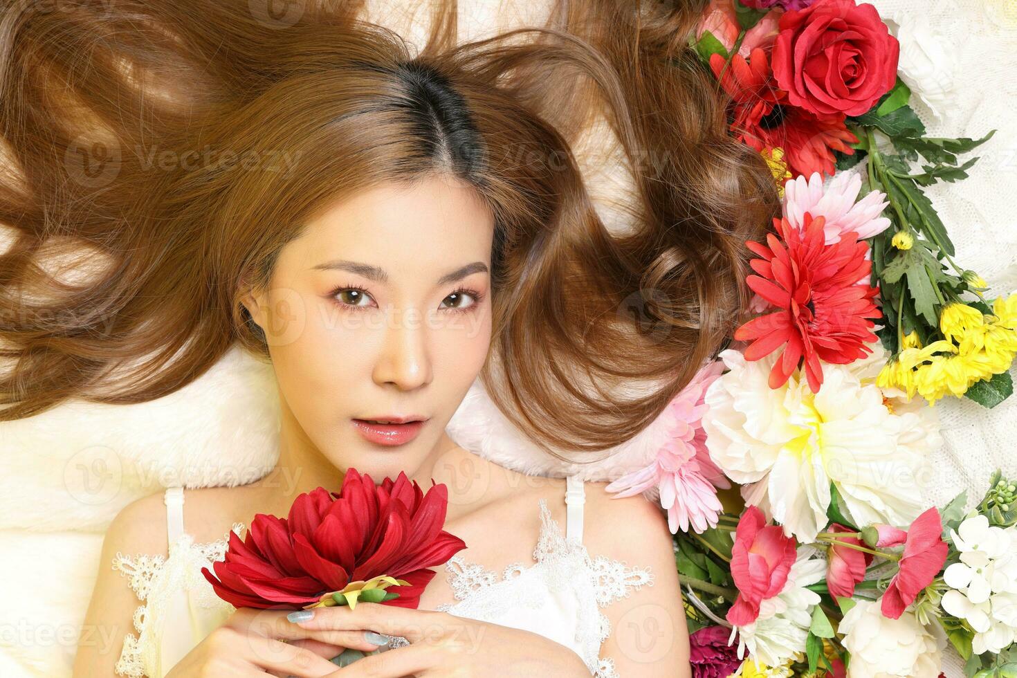 Beautiful Woman Lying photo