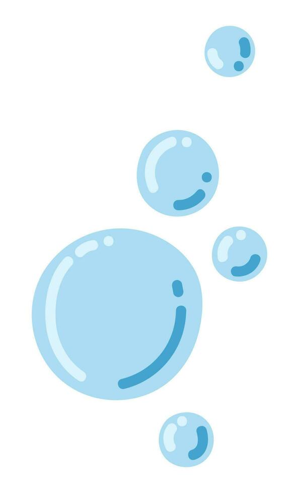 Blue flat air bubbles. Soap bubbles, outline water vector
