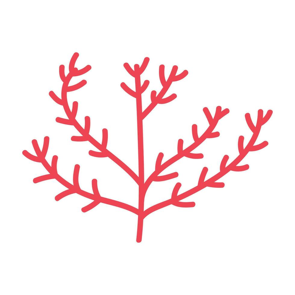 Red asymmetric corals marine life object isolated vector