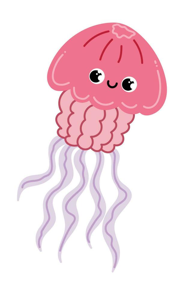 Happy smiling cartoon sea or ocean jellyfish vector