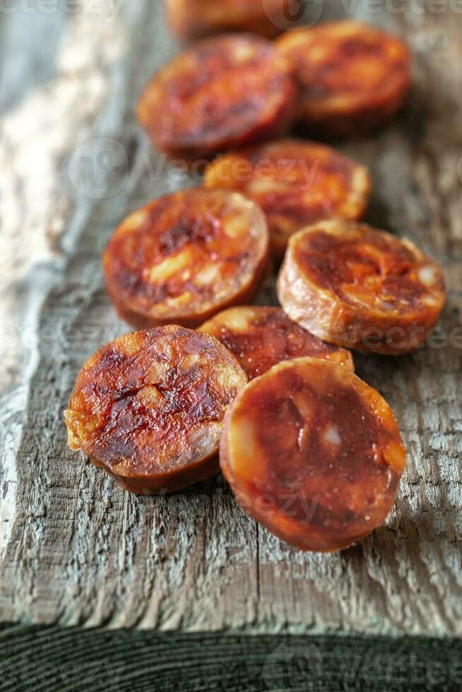 Slices of with spanish chorizo photo