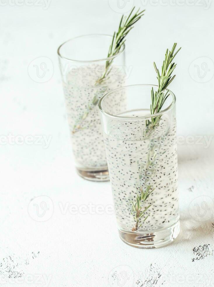 Two glasses of basil seed drink photo