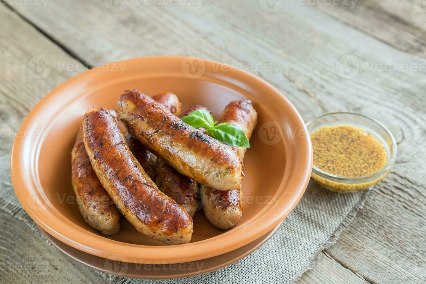 Grilled sausages closeup photo