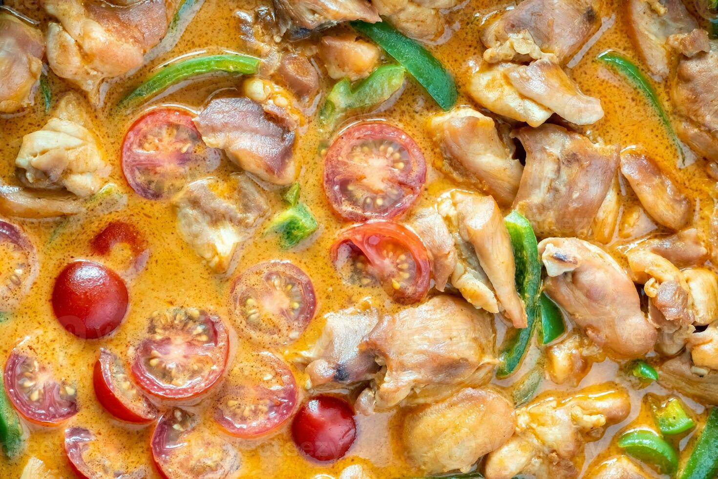 Thai red chicken curry photo