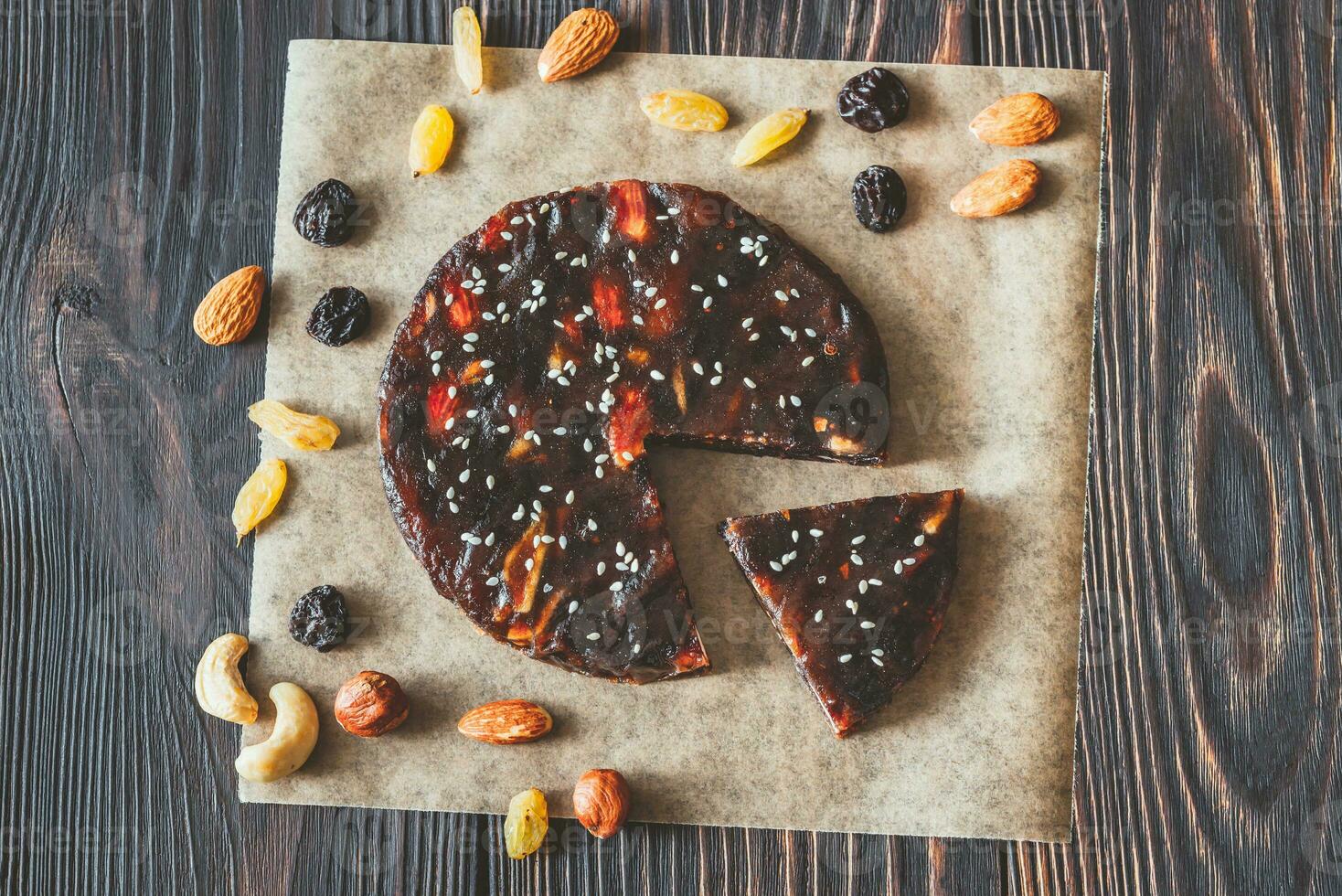 Pressed fruit and nut cake photo