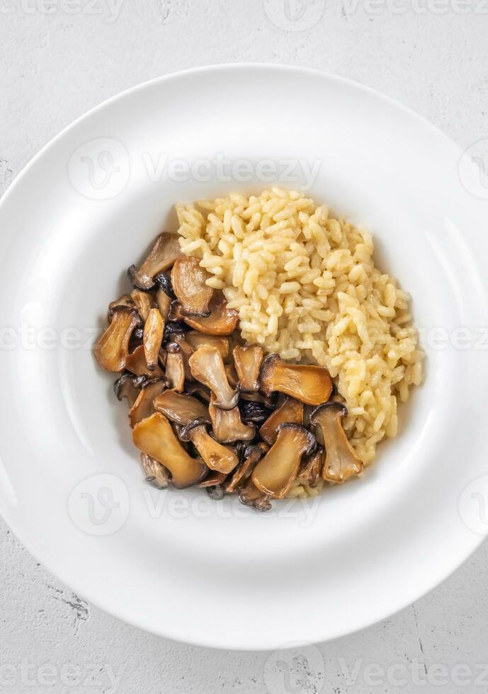 Portion risotto with mushrooms photo