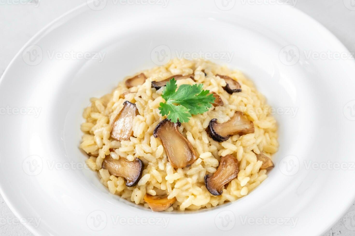 Portion risotto with mushrooms photo