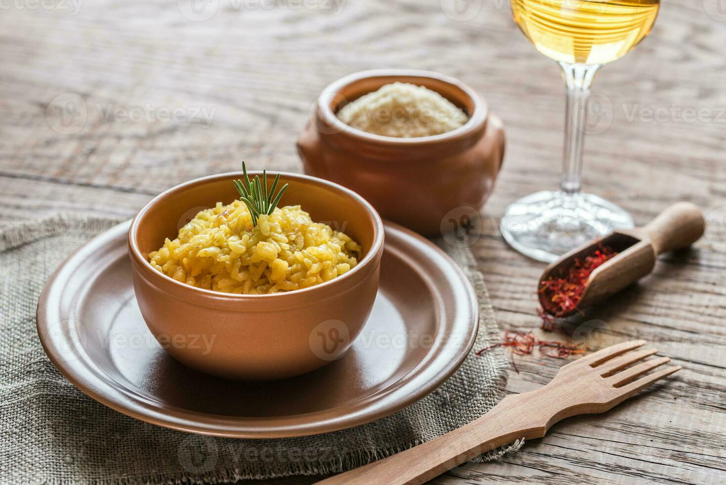 Risotto with saffron and parmesan photo