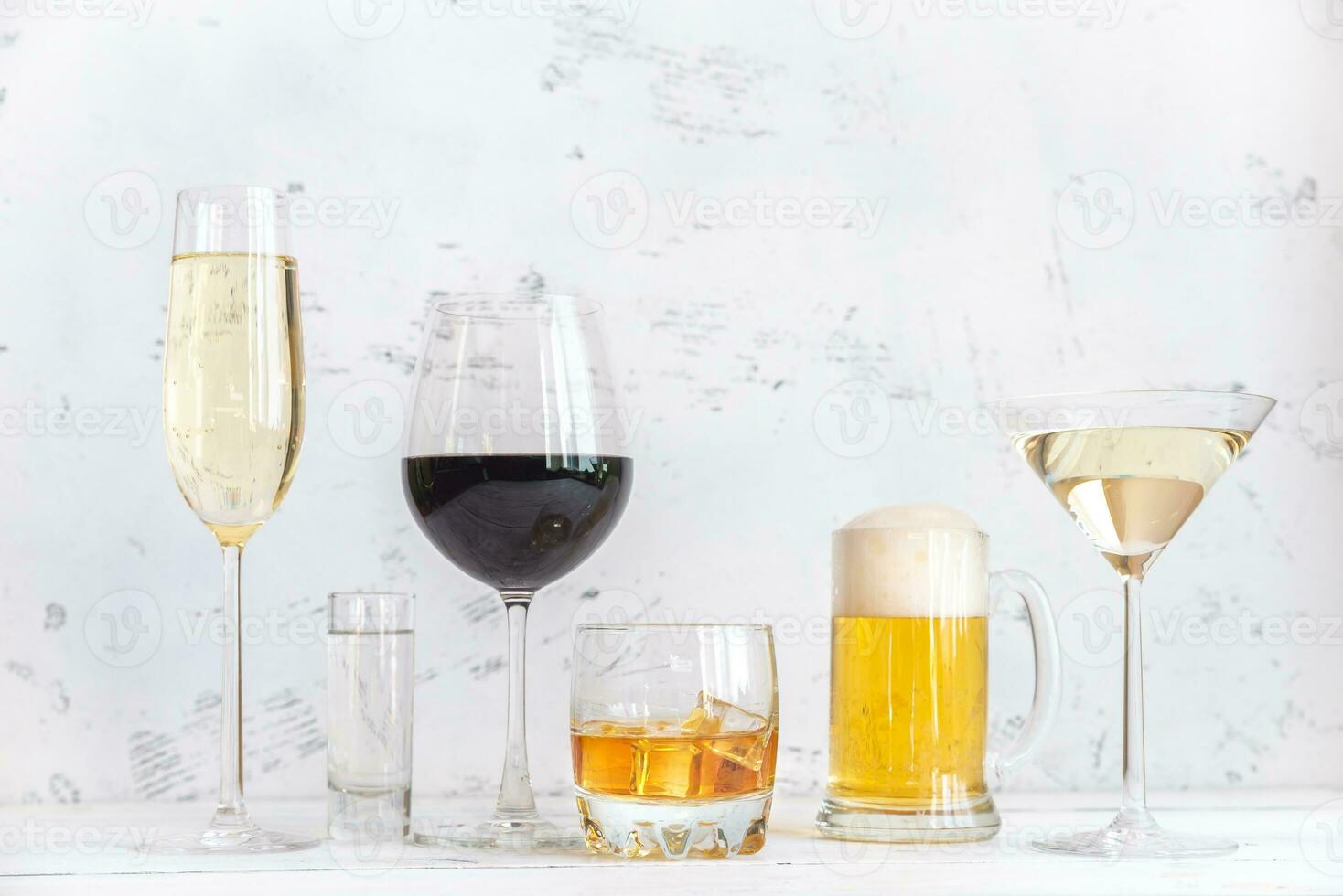 Assortment of alcoholic drinks photo
