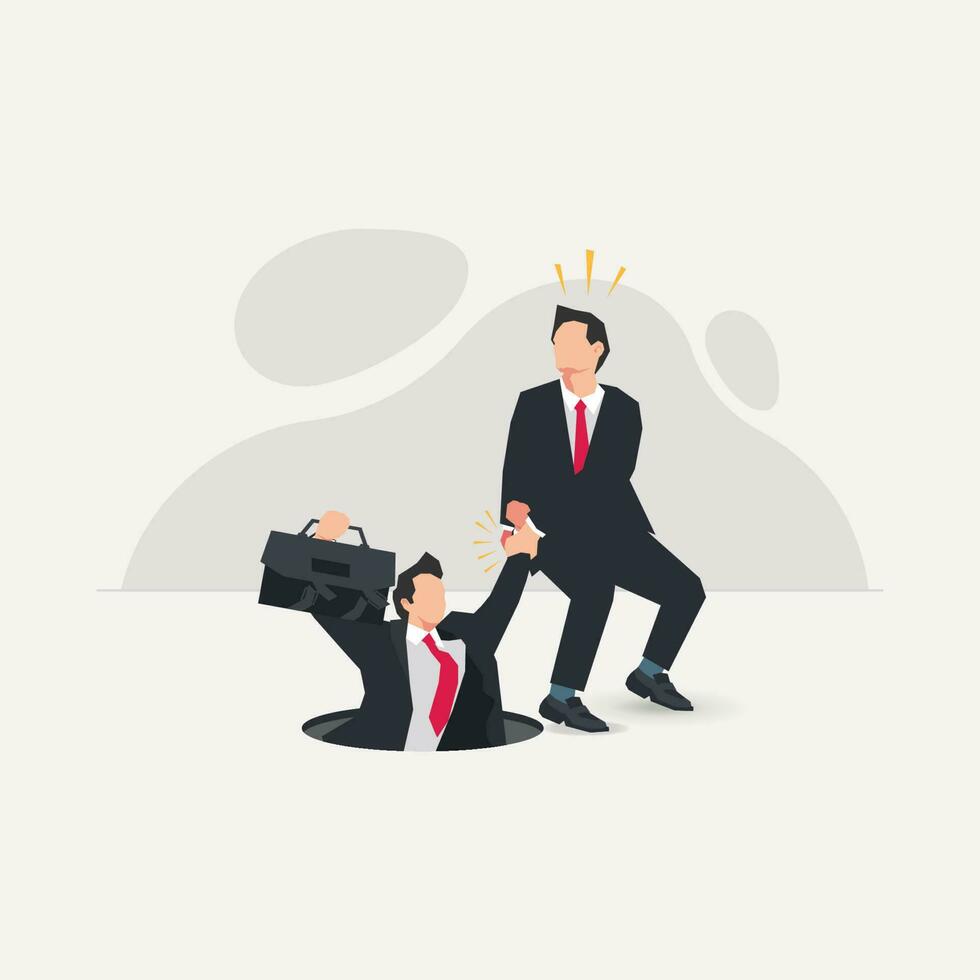 Businessman helping another businessman. Help each other in business concept illustration vector