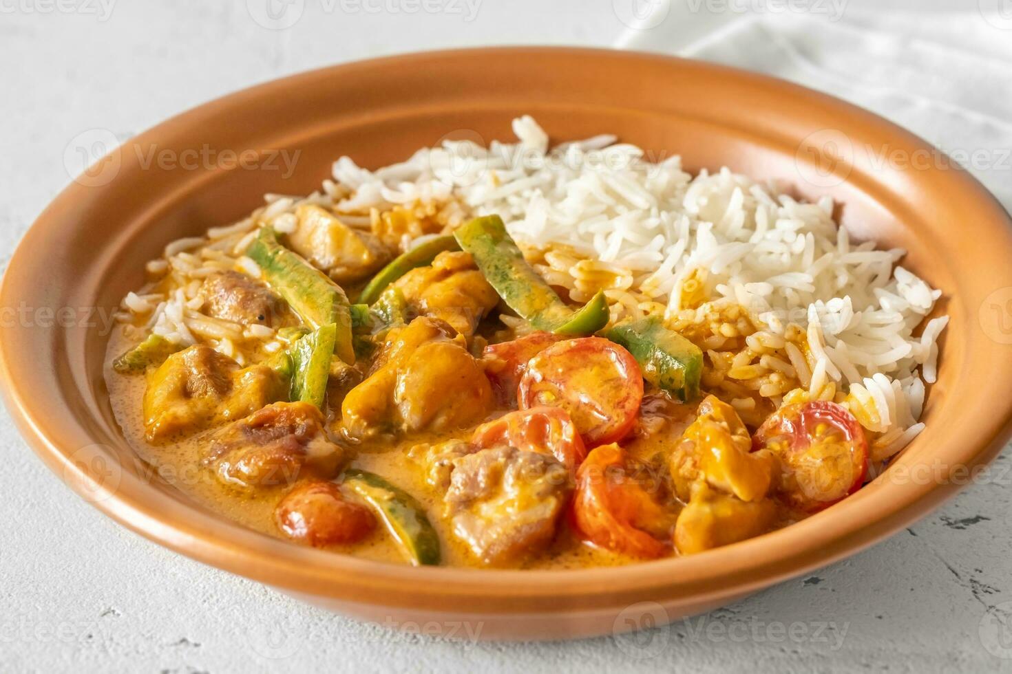 Thai red chicken curry photo