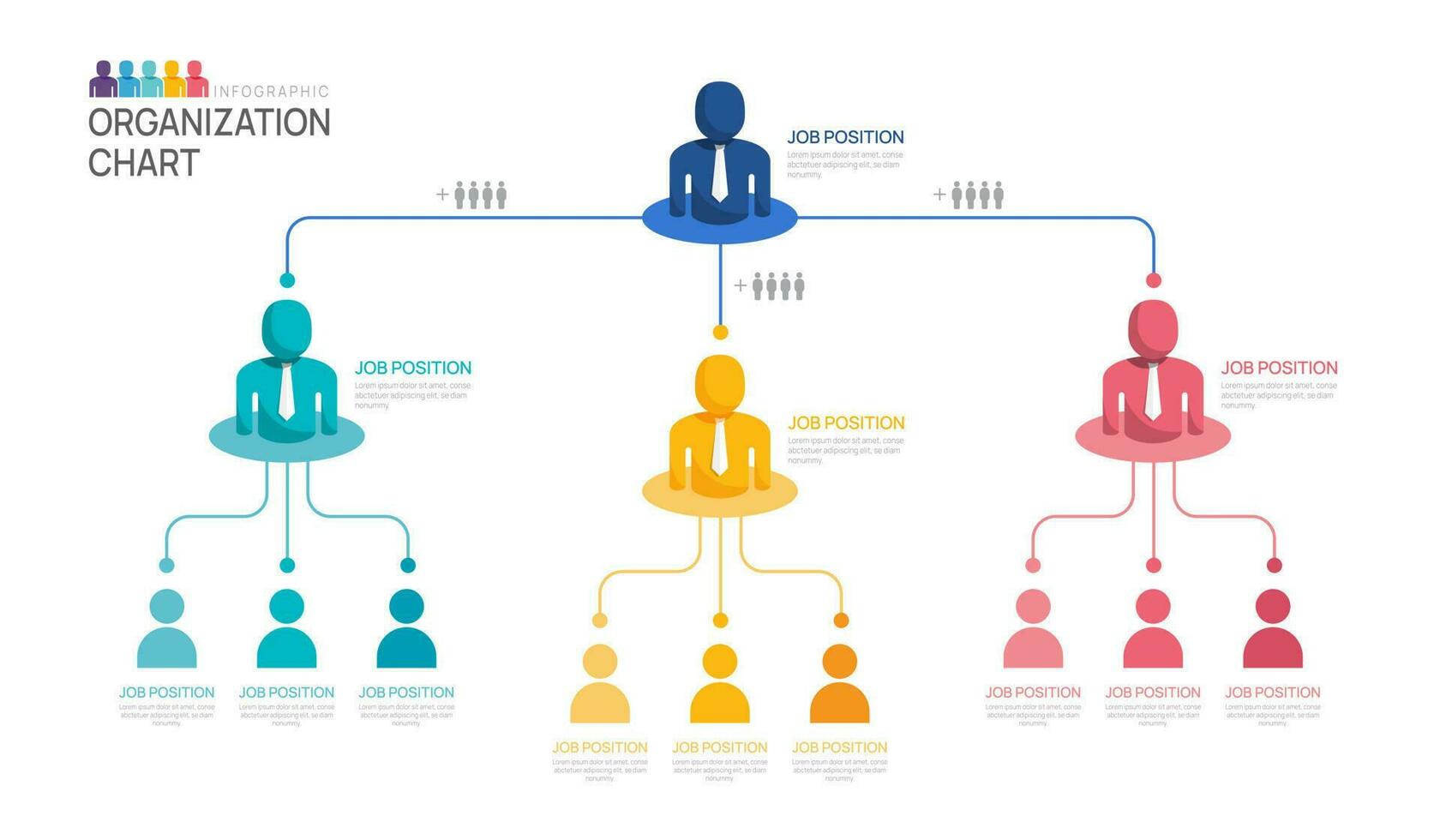 Infographic template for organization chart with business people icons. vector infographic for business.