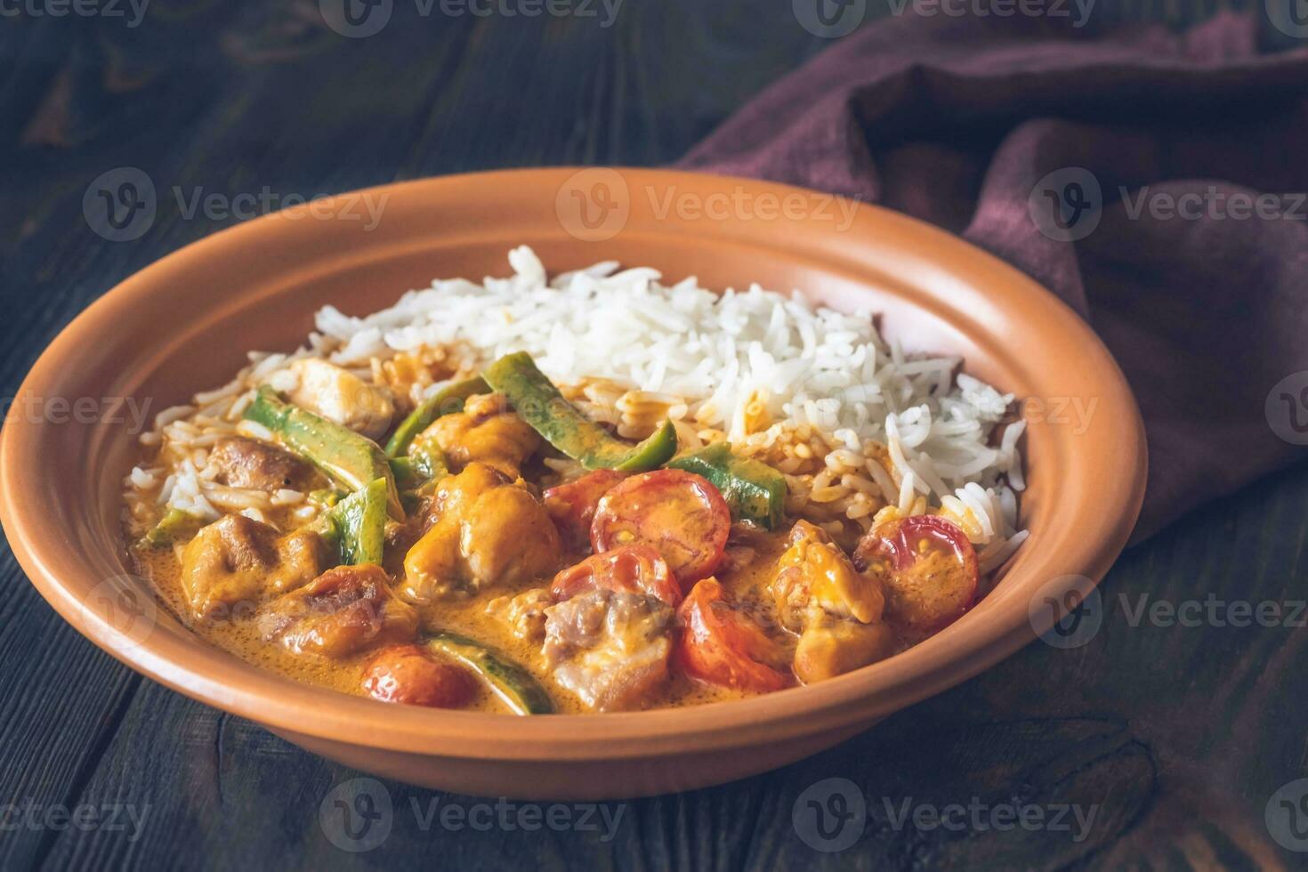 Thai red chicken curry photo
