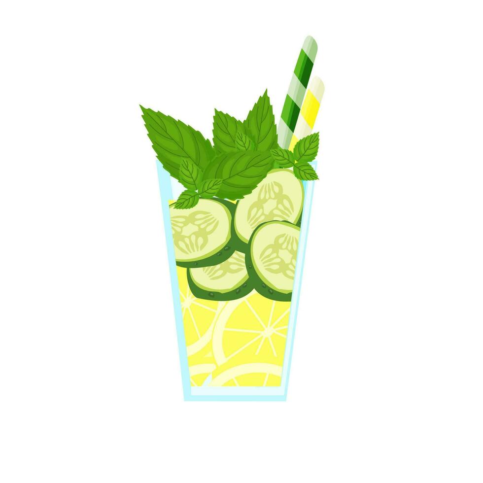 refrescante limón, pepino, y menta cóctel. el Perfecto verano bebida vector