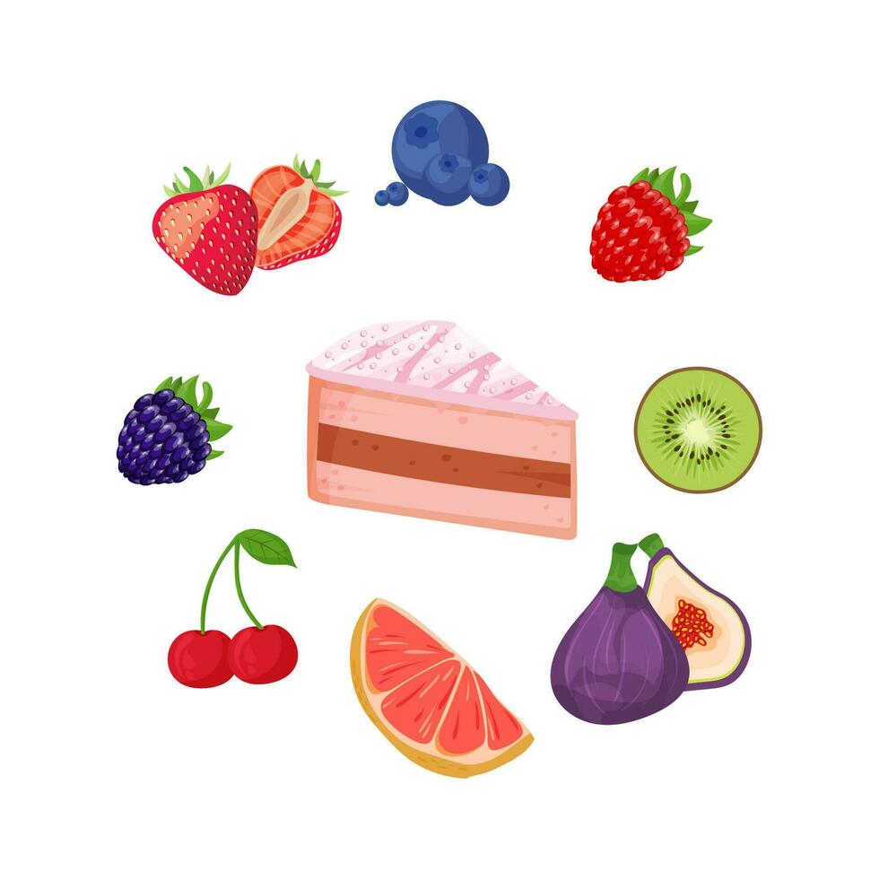 Flat Vector Illustration of Mixed Berry Pie Delight
