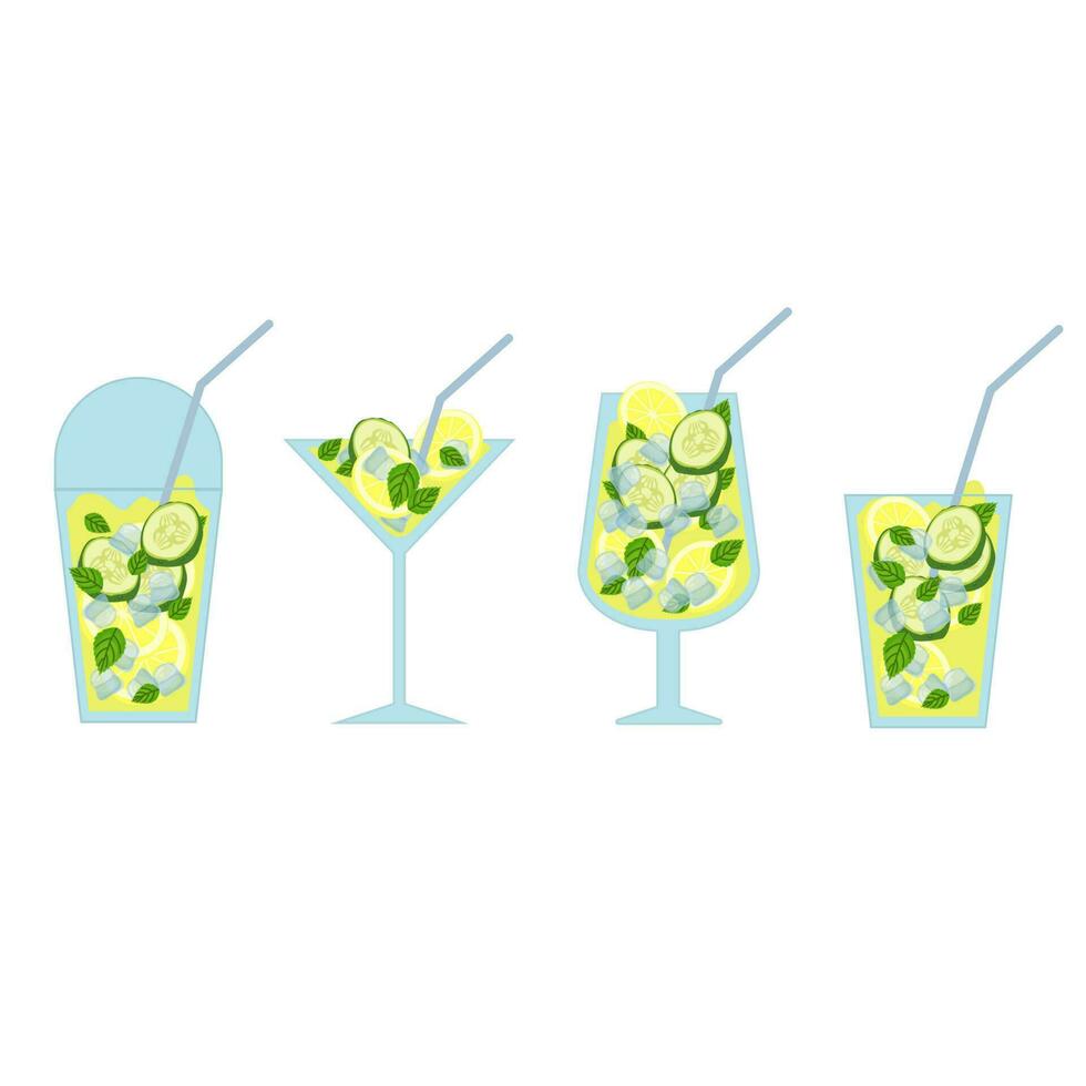 alcohol, fondo, bar, bebida, cóctel, frío, diseño, beber, alimento, fresco, fruta, vaso, hielo, icono, ilustración, aislado, jugo, limón, Lima, naranja, fiesta, colocar, verano, tropical, vector