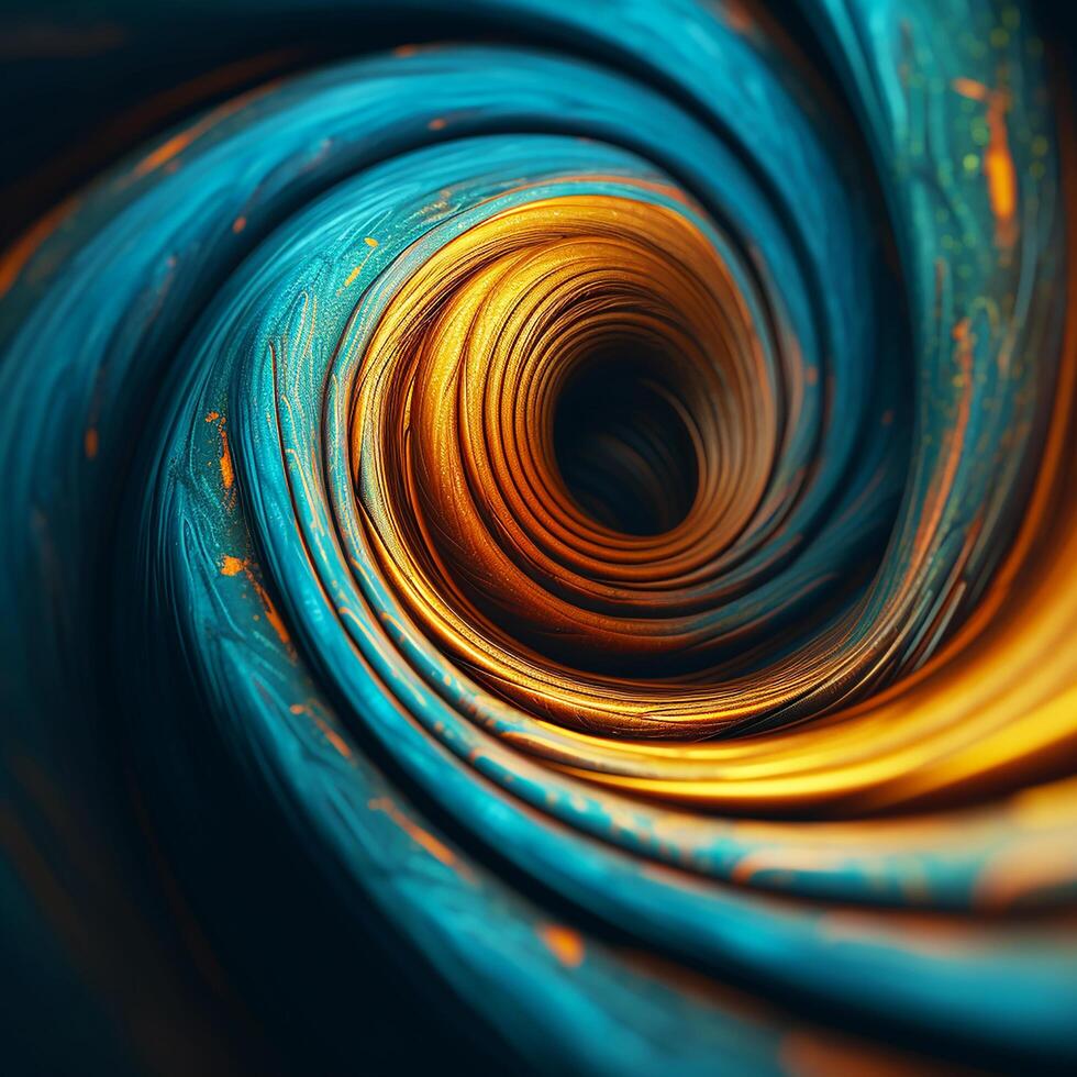 Abstract Background of spiral waves golden bright colors and overlapping. Made by photo