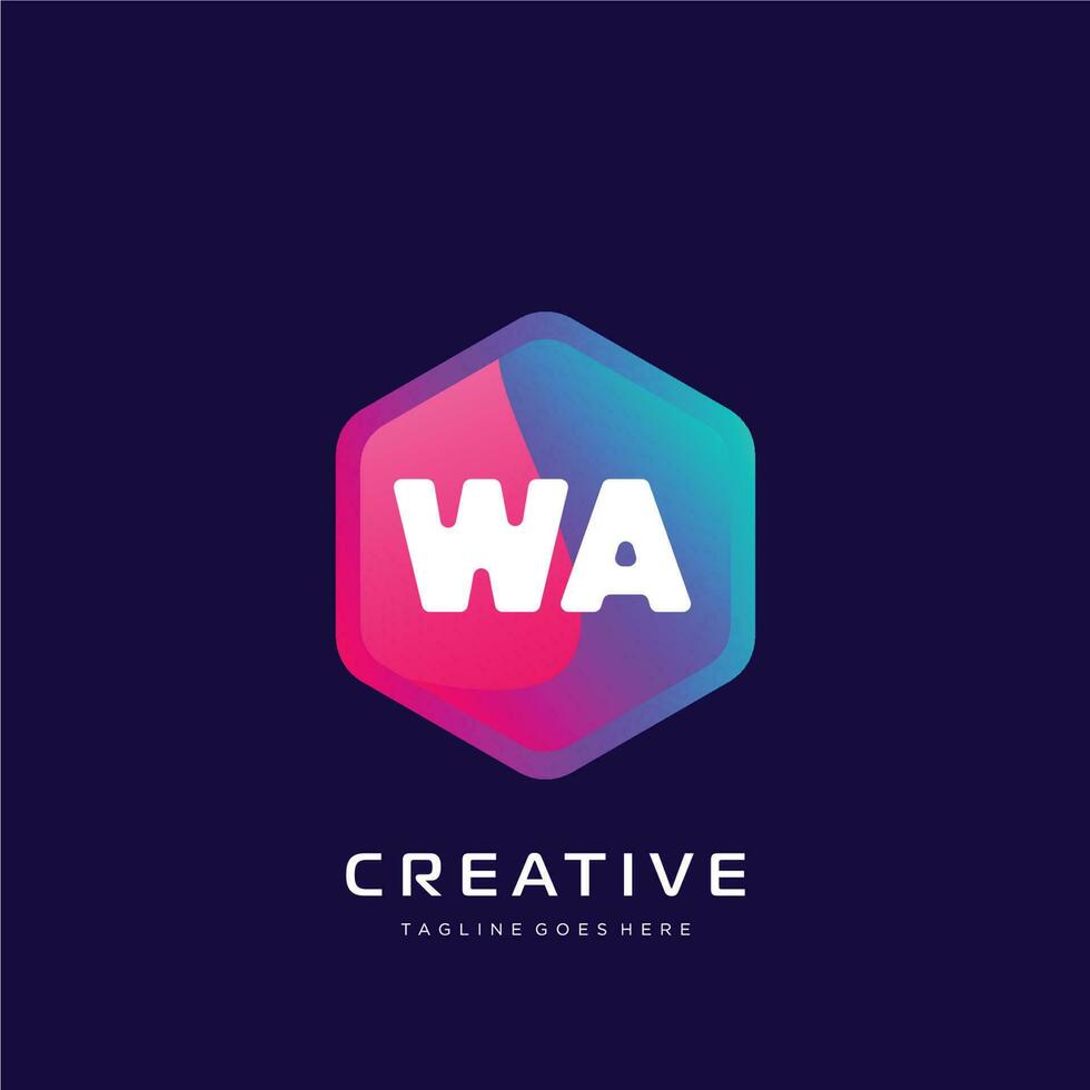 WA initial logo With Colorful template vector. vector
