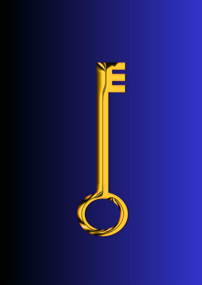 golden key with blue and black background photo