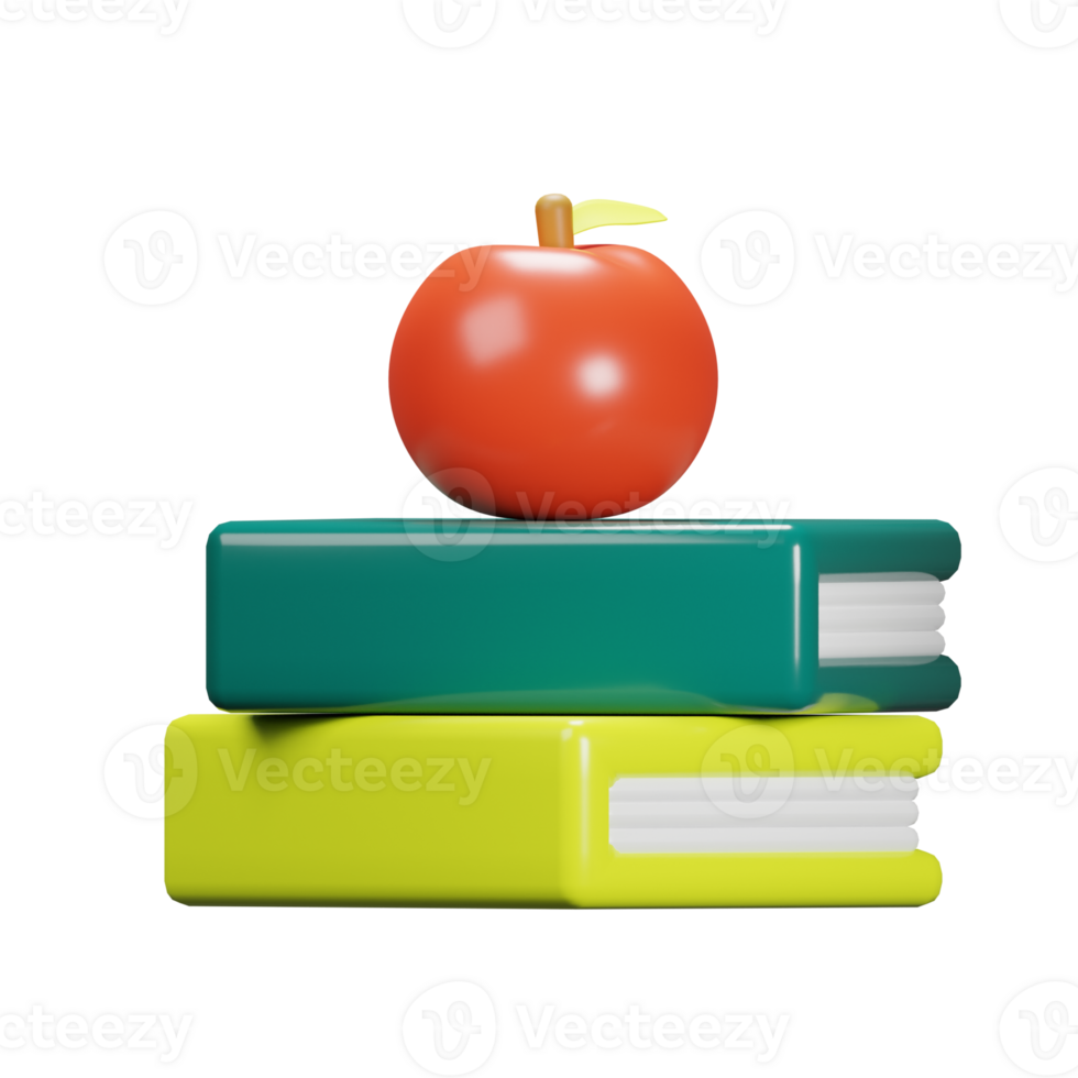 3D  Book and Apple Icon png