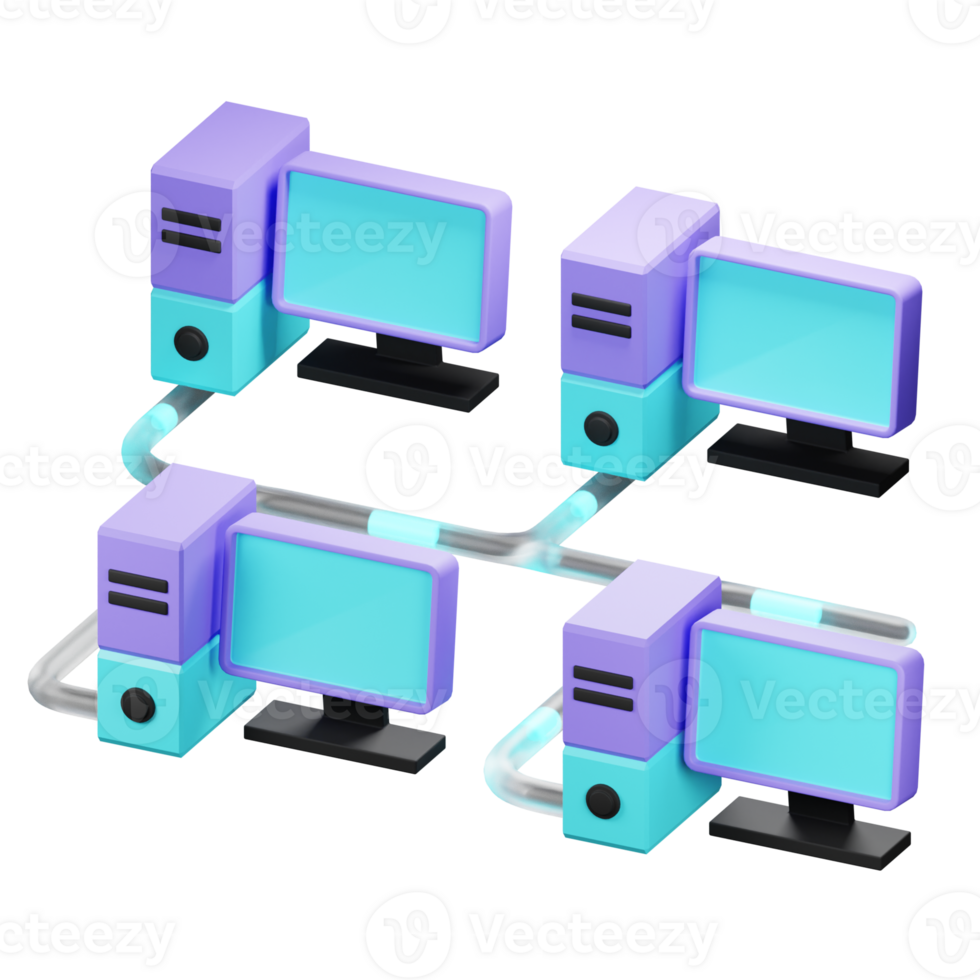 3D Bus Network Topology Icon png