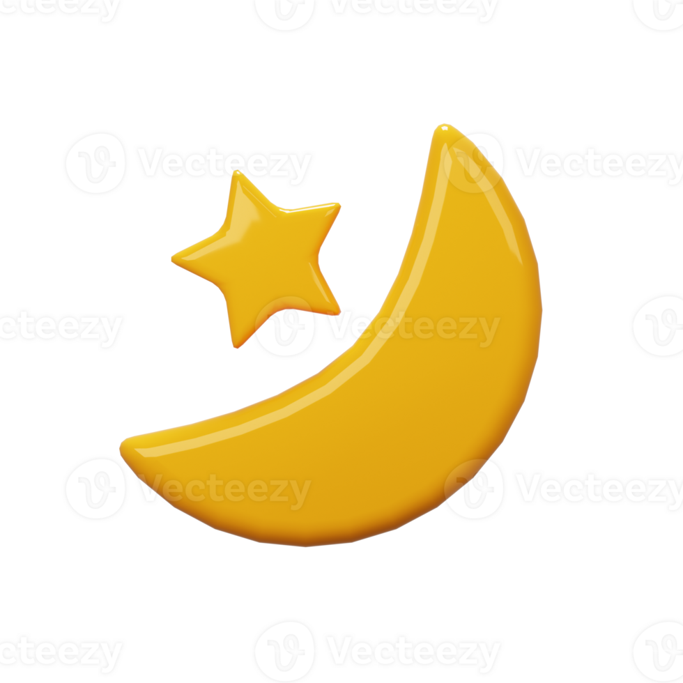 3D Moon and Star Icon png