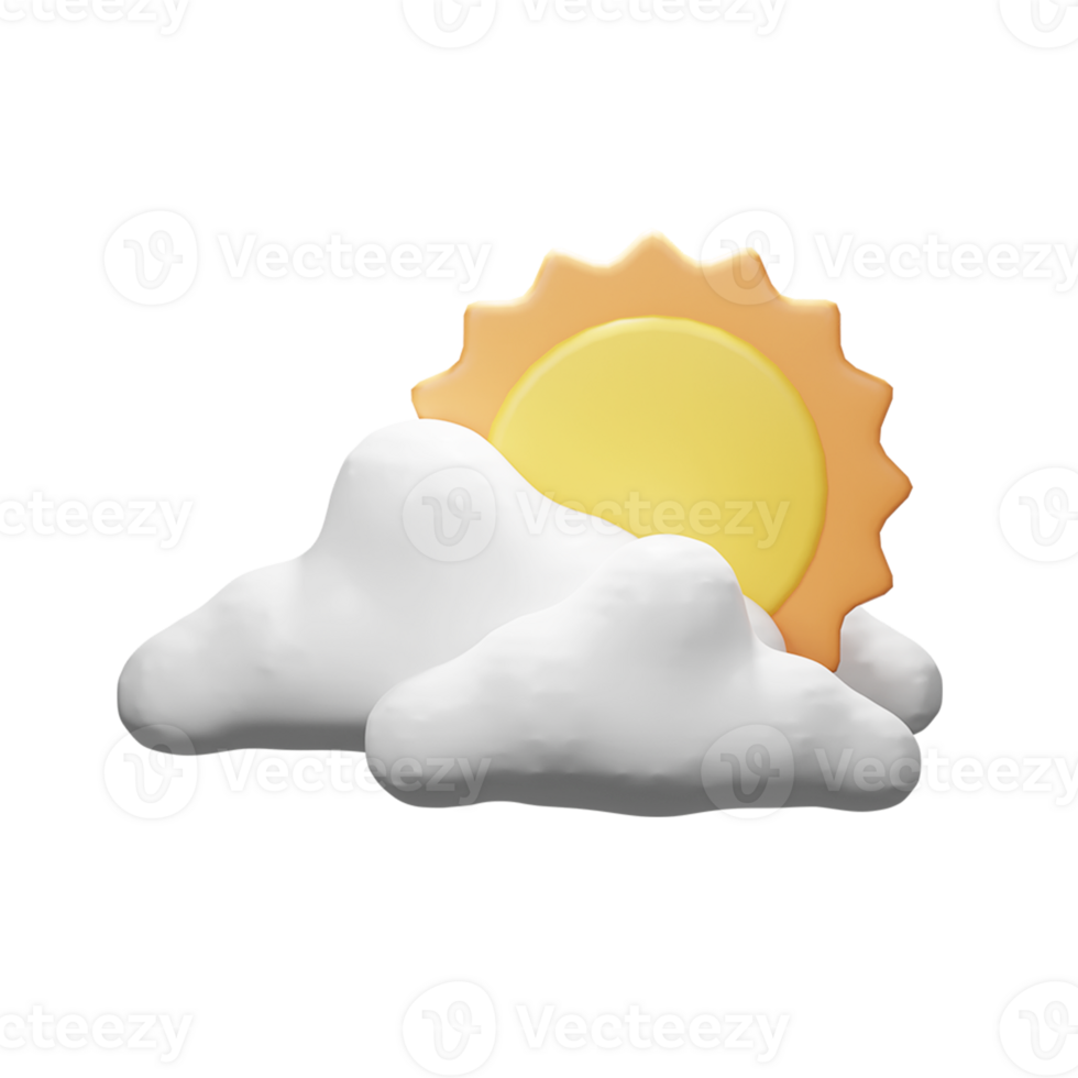 3D Cloudy and Sun Icon png
