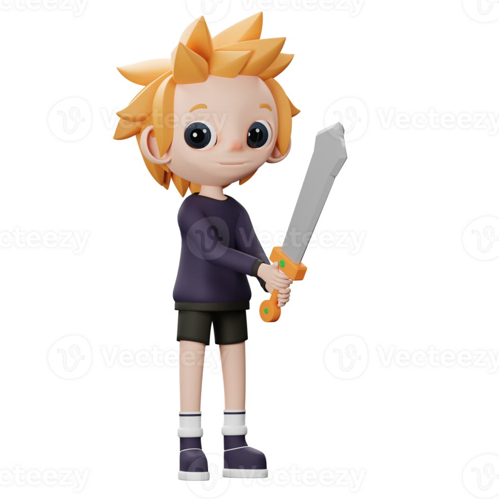 3D Male Using Sword Icon png