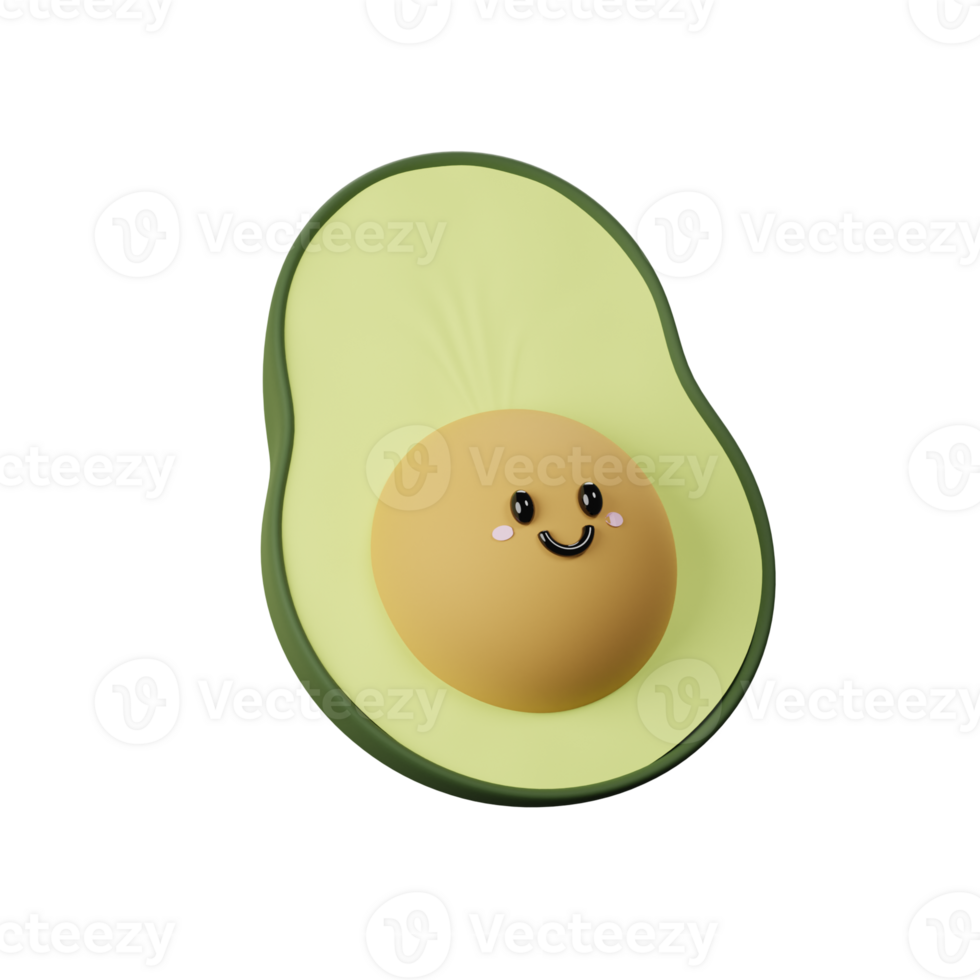 3D Cute Avocado Icon png