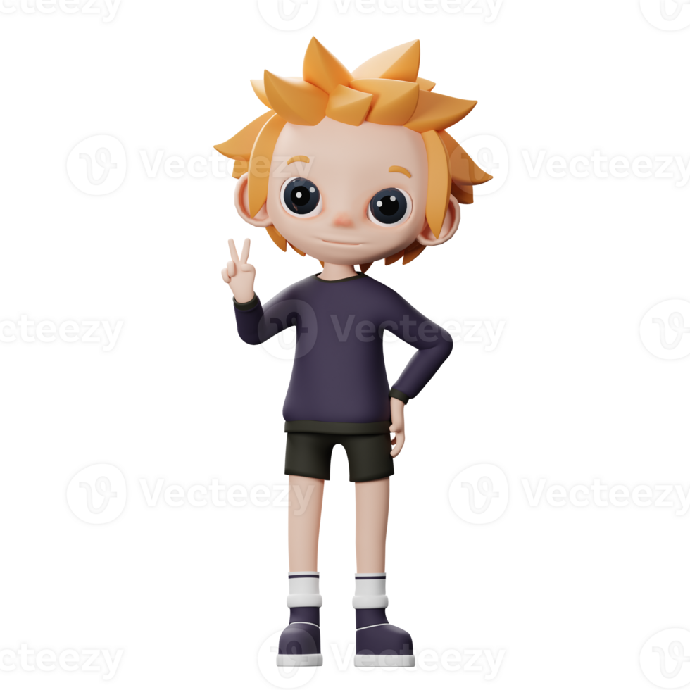 3D Peace Pose Icon png