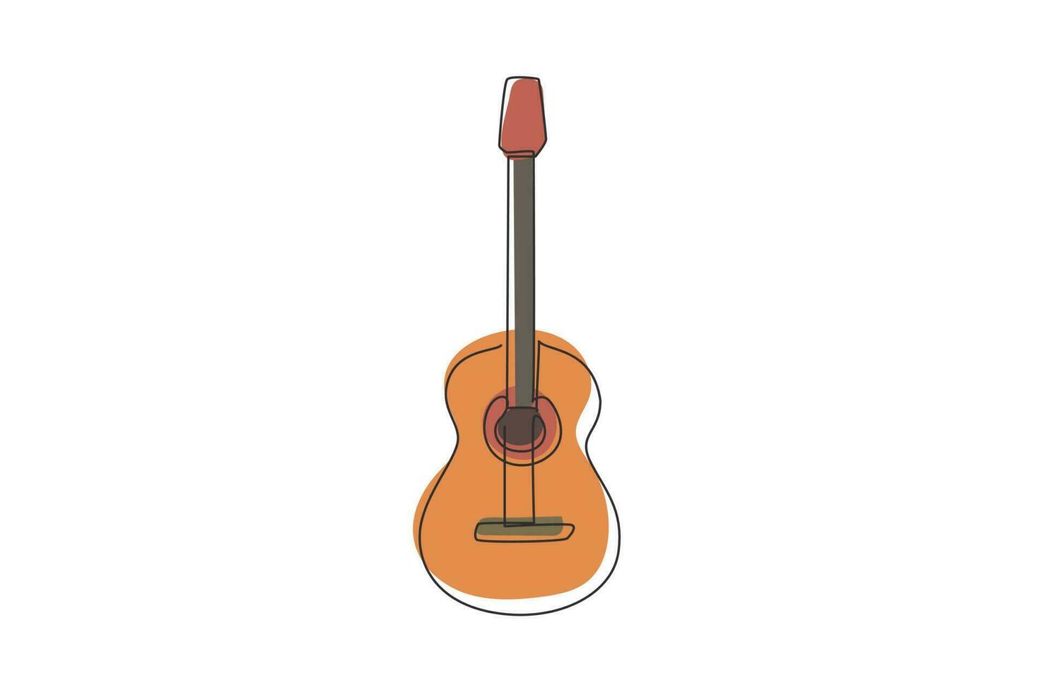 guitarra acústica clásica de dibujo de línea continua única. instrumento musical de cuerda guitarra clásica. para su diseño y concepto de negocio. Ilustración de vector de diseño gráfico de dibujo de una línea dinámica