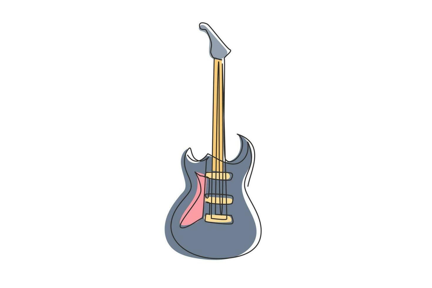 icono clásico de guitarra eléctrica de dibujo de línea continua única. equipo de banda de guitarra eléctrica. símbolo vectorial de instrumento musical para la canción temática rock y hardcore. ilustración de diseño gráfico de dibujo de una línea vector