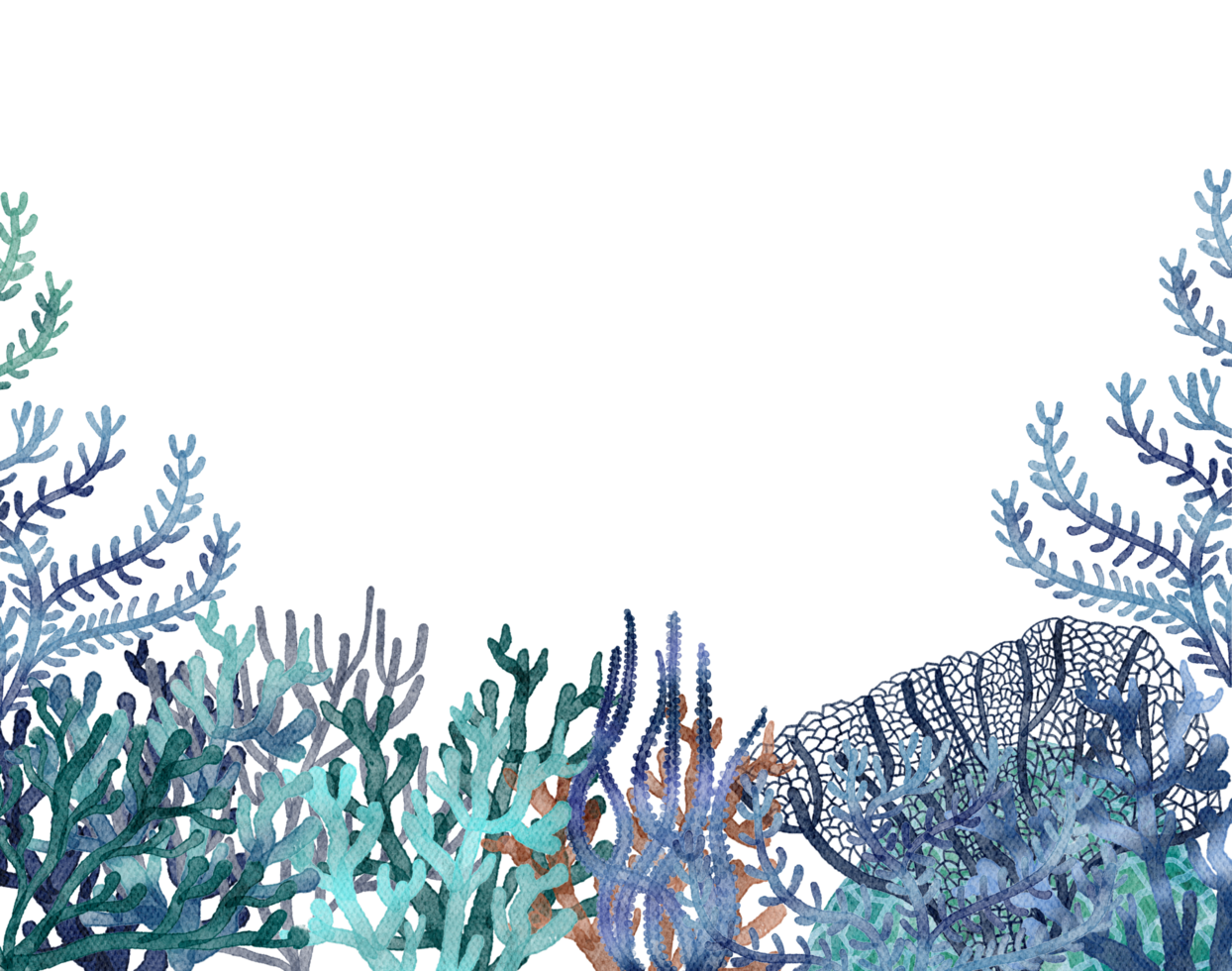 en dessous de océan la vie élément avec aquarelle peint , corail récif png