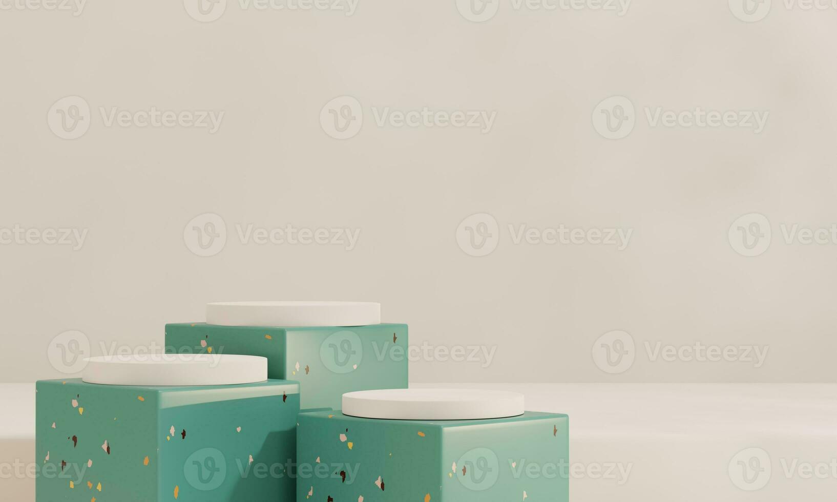 Brown and green pastel backdrop wall 3d render image mockup background of terrazzo podium photo