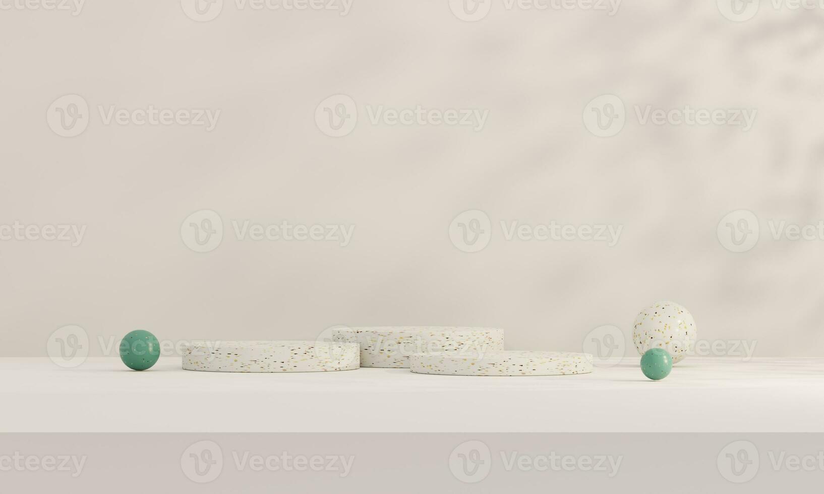 Brown and green pastel backdrop wall 3d render image mockup background of terrazzo podium photo
