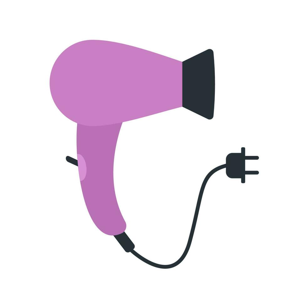 A simple flat hair dryer. Hair care tools for hairdressing salon or barbershop and home. Vector isolated illustration on white background.
