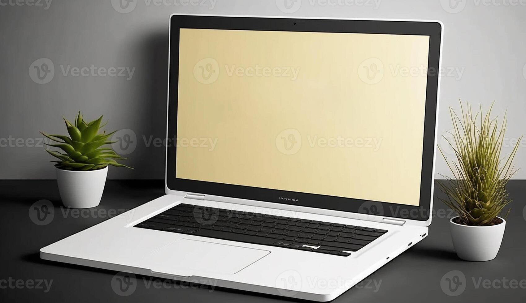Laptop mockup with blank screen, photo