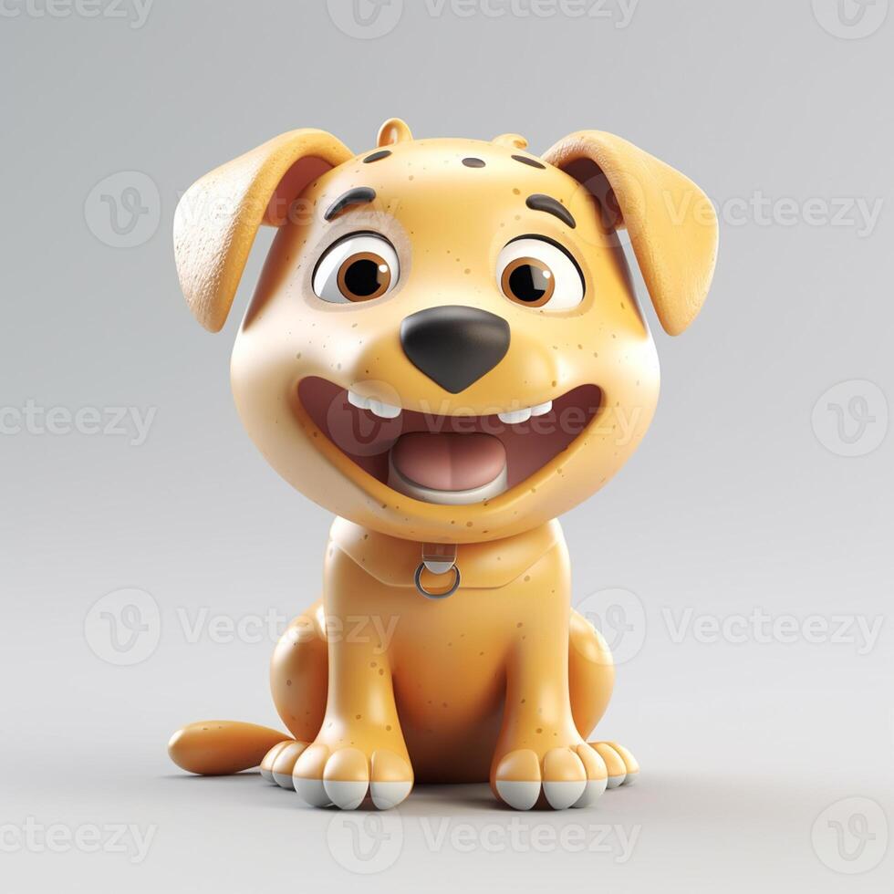 Cute funny cartoon dog with funny expression. cartoon character smile face dog, photo