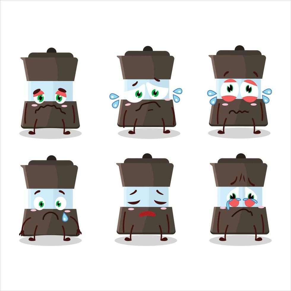 Mokka pot cartoon character with sad expression vector