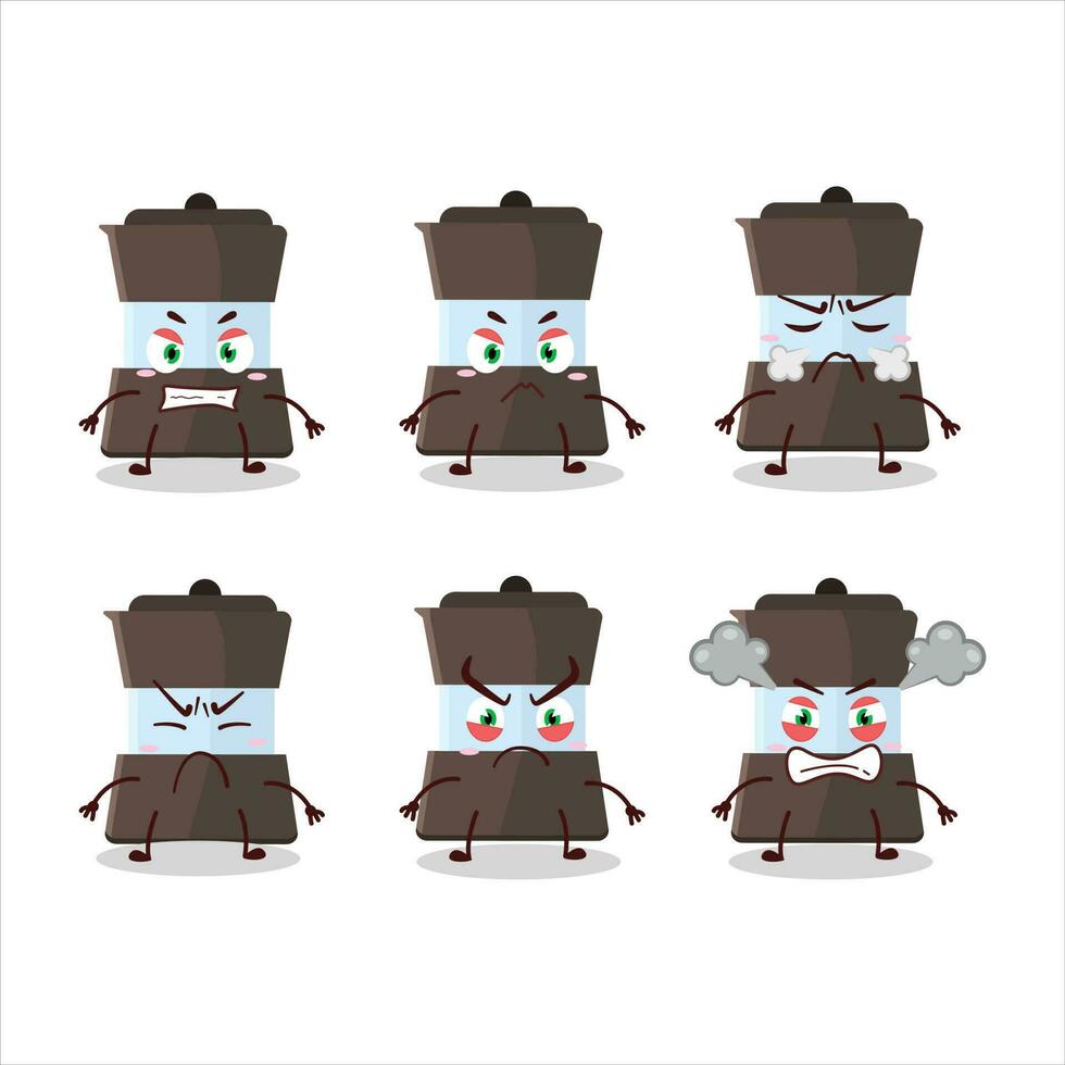 Mokka pot cartoon character with various angry expressions vector