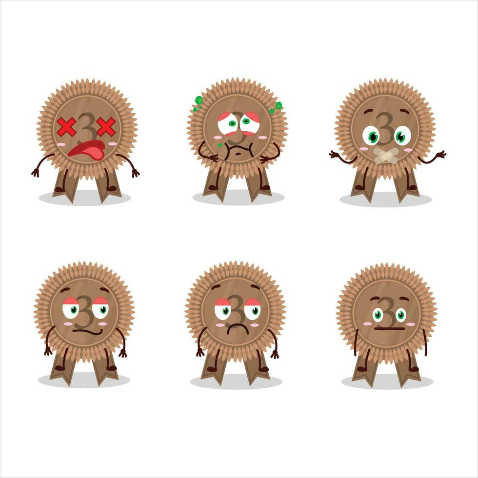 Bronze medals ribbon cartoon character with nope expression vector