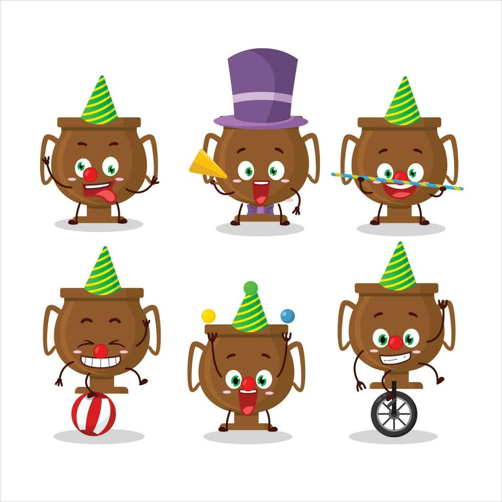 Cartoon character of bronze trophy with various circus shows vector