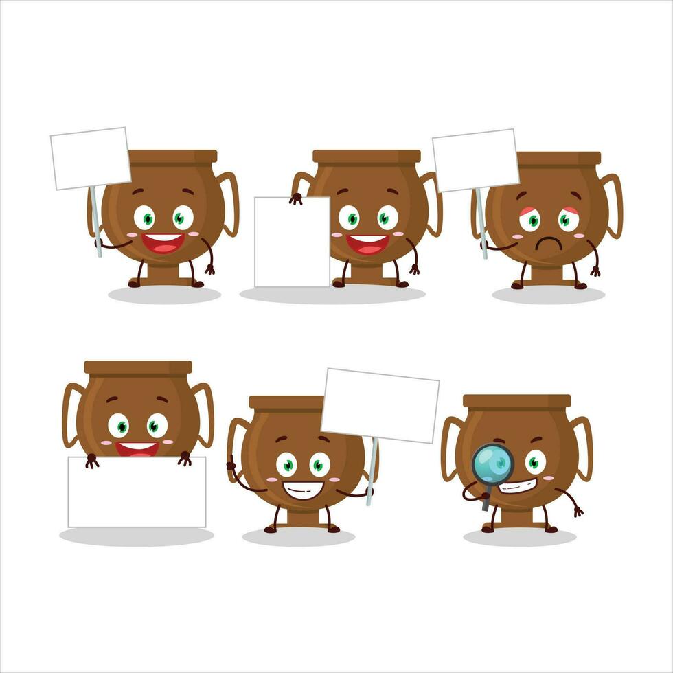 Bronze trophy cartoon character bring information board vector