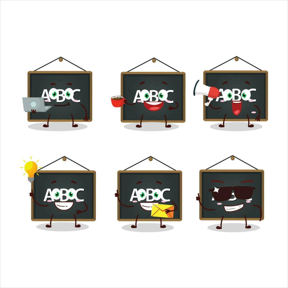 Alphabet board cartoon character with various types of business emoticons vector
