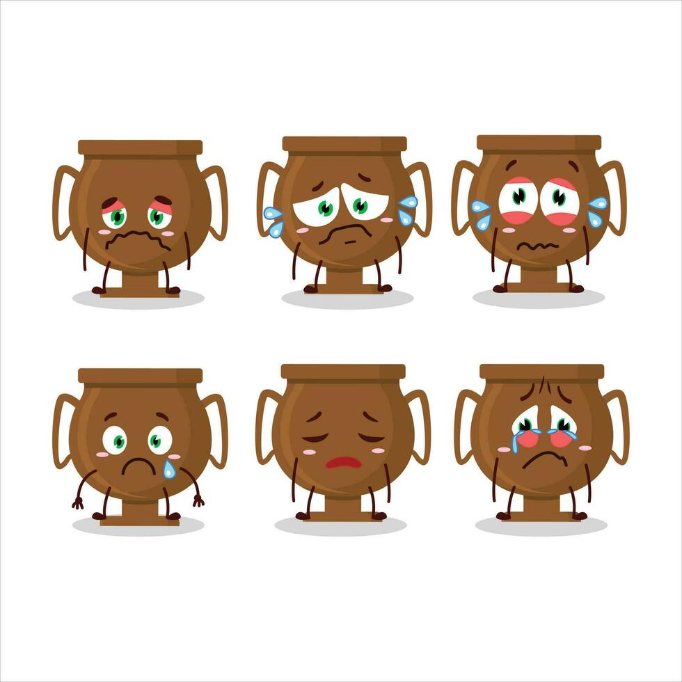 Bronze trophy cartoon character with sad expression vector
