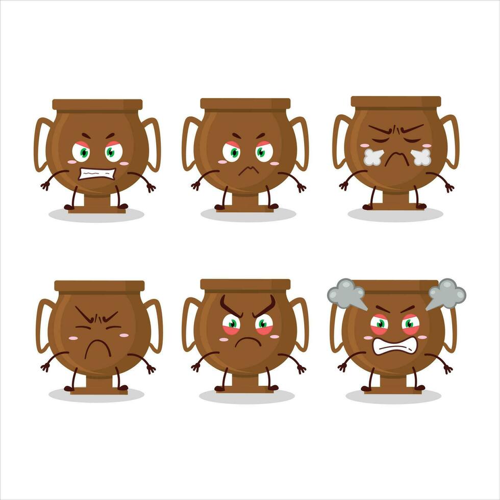 Bronze trophy cartoon character with various angry expressions vector