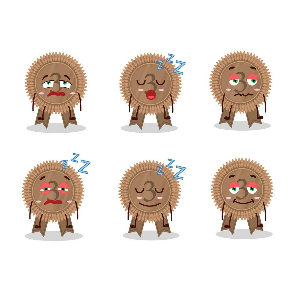 Cartoon character of bronze medals ribbon with sleepy expression vector