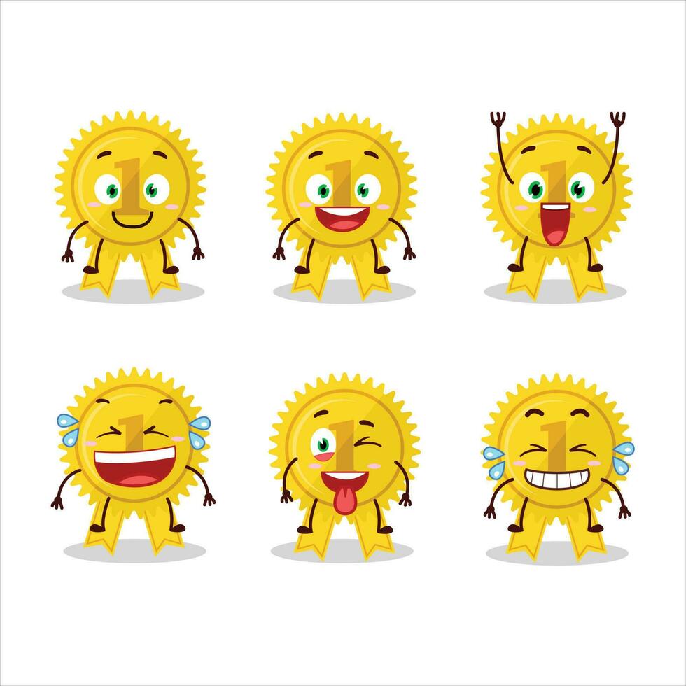 Cartoon character of gold medal ribbon with smile expression vector