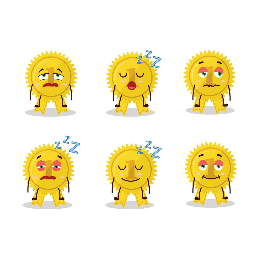 Cartoon character of gold medal ribbon with sleepy expression vector